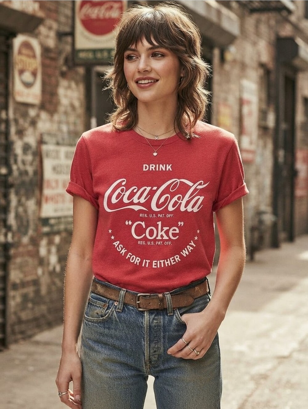 Official Coca-Cola Red Vintage Graphic Tee Shirt - Size S